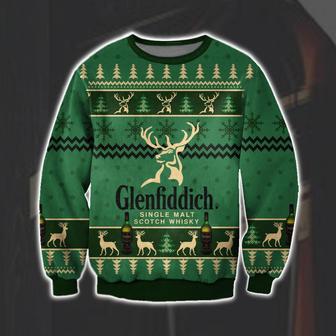 Glenfiddich Whisky Wine Print Ugly Christmas Sweater | Favorety