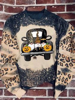 Gloom pumpkin truck Leopard Bleached Sweater | Favorety CA