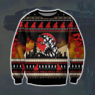 Godzilla Knitting Pattern Print Ugly Christmas Sweater | Favorety