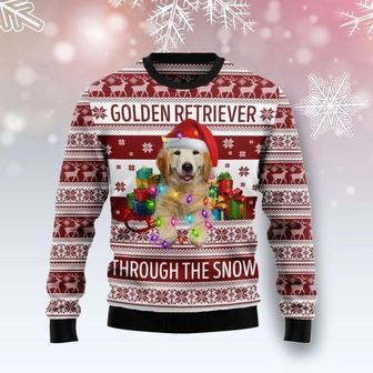 Golden Retriever Dog Through The Snow Ugly Christmas Sweater | Favorety DE