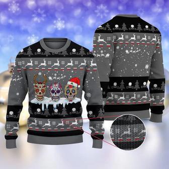 Golf Sugar Skull Gray Ugly Christmas Sweater Ugly Sweater For Men Women Holiday Sweater | Favorety