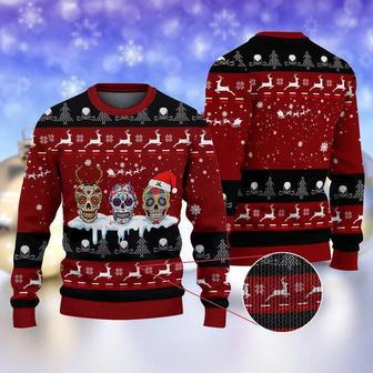 Golf Sugar Skull Ugly Red Christmas Sweater Ugly Sweater For Men Women Holiday Sweater | Favorety