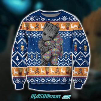 Groot Hugs Pieces Of Autism Print Ugly Christmas Sweater | Favorety UK