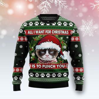 Grumpy Cat Punch You Ugly Christmas Sweater | Favorety DE