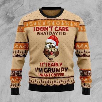 Grumpy Owl I Dont Care What Day It Is Ugly Christmas Sweater | Favorety