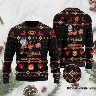 Hallothanksmas Flamingos Ugly Christmas Sweater | Favorety UK