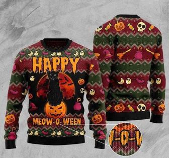 Halloween Happy Cat Ugly Christmas Sweater For Men & Women | Favorety