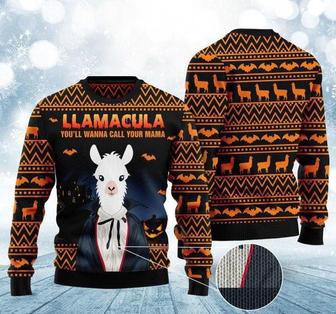 Halloween Llama You'll Wanna Call Me Your Mama Ugly Christmas Sweater For Men & Women | Favorety