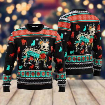 Halloween Skeleton French Bulldog Ugly Christmas Sweater For Men & Women | Favorety