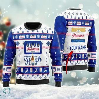 Hamm’S Beer Makes Me High Personalized Ugly Christmas Sweater, Jumpers | Favorety