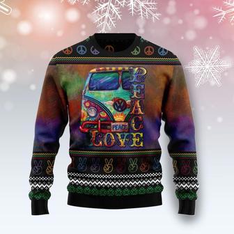 Hippie Peace Love Ugly Christmas Sweater | Favorety