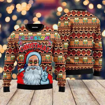 Hippie Santa Claus Peace And Love Ugly Christmas Sweater For Men & Women | Favorety UK