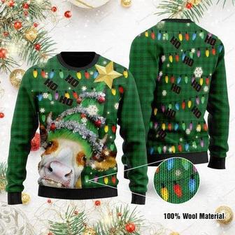 Ho Ho Ho Cow Christmas Tree Ugly Christmas Sweater For Men & Women | Favorety UK