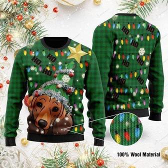 Ho Ho Ho Dachshund Christmas Tree Ugly Christmas Sweater | Favorety