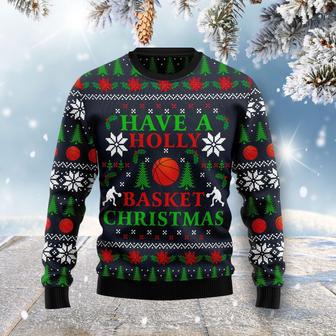 Holly Basket Basketball Christmas Ugly Christmas Sweater | Favorety AU