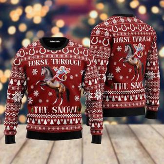 Horse Through The Snow Ugly Christmas Sweater For Men & Women | Favorety