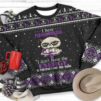 I Dont Have The Energy Fibromyalgia Awareness Ugly Christmas Sweater | Favorety CA