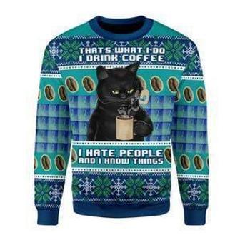 I Hate People Cat Ugly Christmas Sweater | Favorety