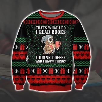 I Read Books I Drink Coffee Print Ugly Christmas Sweater | Favorety CA