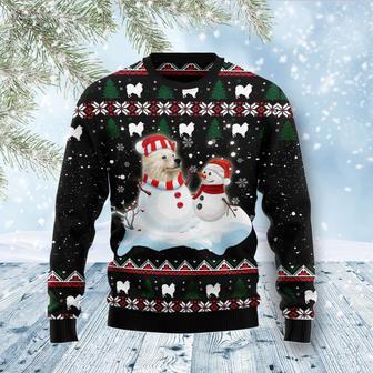 Indian Spitz And Snowman Ugly Christmas Sweater | Favorety CA