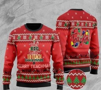 It Takes Big Heart To Teach Little Minds Merry Teachmas Ugly Christmas Sweater | Favorety AU