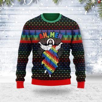 Jesus Ah Men LGBTQ+ Ugly Christmas Sweater | Favorety