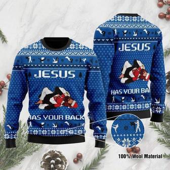 Jesus Has Your Back Jiu Jitsu Ugly Christmas Sweater | Favorety CA