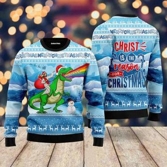 Jesus Riding A Dinosaur Jurassic ParkChristmas Jesus Ugly Christmas Sweater For Men & Women | Favorety DE