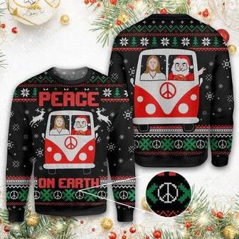 Jesus & Santa Peace On Earth Ugly Christmas Sweater For Men & Women | Favorety CA