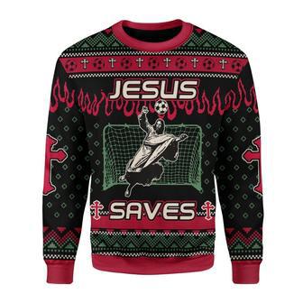 Jesus Saves Football Ugly Christmas Sweater | Favorety DE