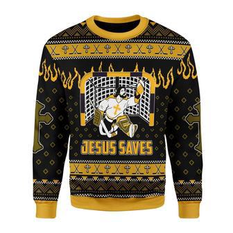 Jesus Saves Hockey Ugly Christmas Sweater | Favorety CA