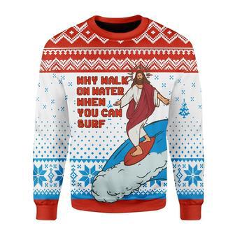 Jesus Surfing Ugly Christmas Sweater | Favorety AU