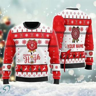 Jim Beam Makes Me High Personalized Ugly Christmas Sweater, Jumpers | Favorety CA