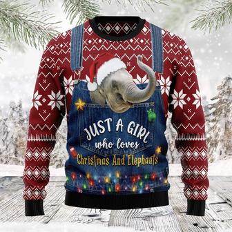 Just A Girl Who Loves Christmas And Elephants Ugly Christmas Sweater | Favorety
