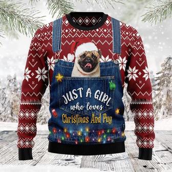 Just A Girl Who Loves Christmas And Pug Ugly Christmas Sweater | Favorety DE