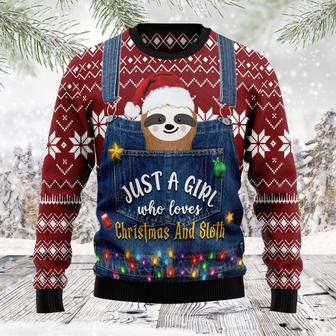 Just A Girl Who Loves Christmas And Sloth Ugly Christmas Sweater | Favorety