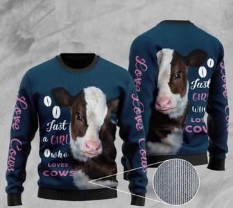 Just A Girl Who Loves Cows Ugly Christmas Sweater For Men & Women | Favorety