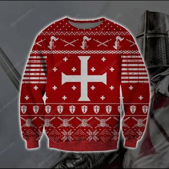 Knights Templar Knitting Pattern Print Ugly Christmas Sweater | Favorety UK