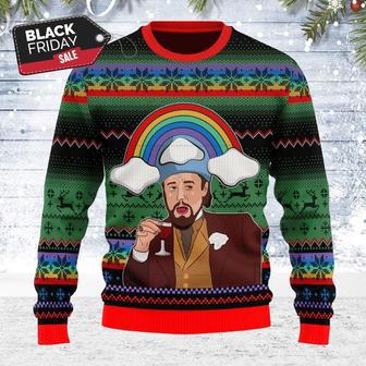 Leo Laughing Meme Dicardo Ugly Christmas Sweater | Favorety