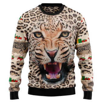 Leopard Unisex Ugly Christmas Sweater Men & Women , Xmas Sweater for Men - Thegiftio UK