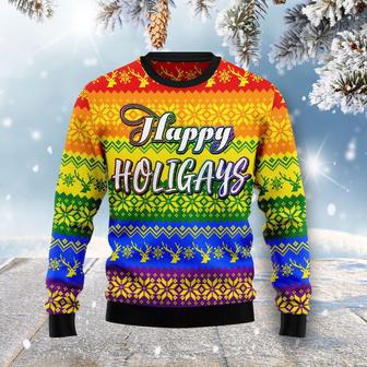 LGBT Gay Pride Happy Holigays Ugly Christmas Sweater | Favorety UK