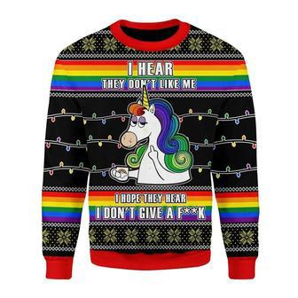 LGBT Unicorn I Dont Give A Fk Ugly Christmas Sweater | Favorety AU