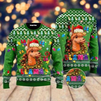 Llama In Santa Hat With Christmas Ugly Christmas Sweater For Men & Women | Favorety AU