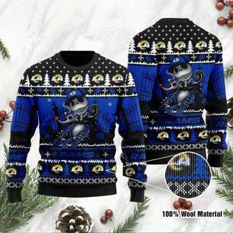 Los Angeles Rams Jack Skellington Halloween Holiday Party Ugly Christmas Sweater, Ugly Sweater, Christmas Sweaters, Hoodie, Sweatshirt, Sweater | Favorety DE