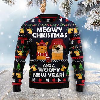 Meowy Christmas And Woofy New Year Ugly Christmas Sweater | Favorety CA