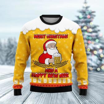 Merry Christmas And A Happy New Beer Ugly Christmas Sweater | Favorety CA