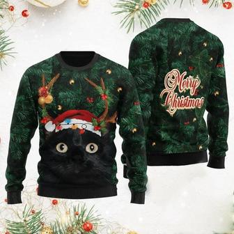 Merry Christmas Black Cat Ugly Christmas Sweater | Favorety UK