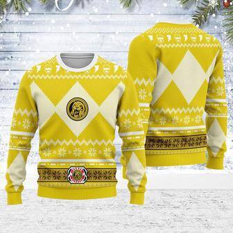 Merry Christmas Unisex Christmas Sweater Yellow Power Ranger Apparel | Favorety UK