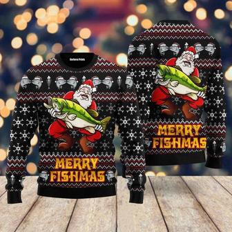 Merry Fishmas Santa Loves Fishing Ugly Christmas Sweater For Men & Women | Favorety AU