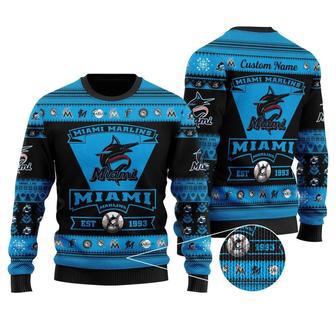 Miami Marlins Football Team Custom Ugly Christmas Sweater, Jumpers | Favorety CA